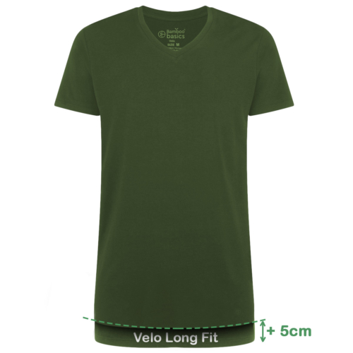 Long Fit T-Shirts Velo V-Ausschnitt (2er-Pack) – Army