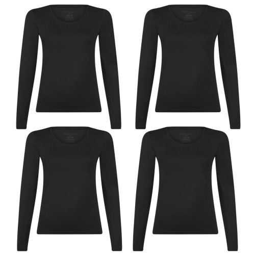Voordeelbundel: T-shirts lange mouw Lara (4-pack) – Zwart