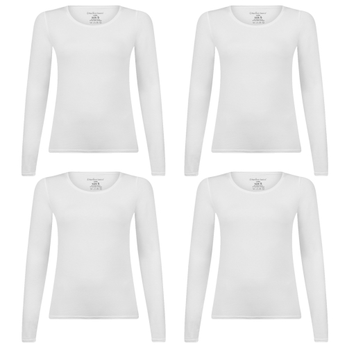 Voordeelbundel: T-shirts lange mouw Lara (4-pack) – Wit