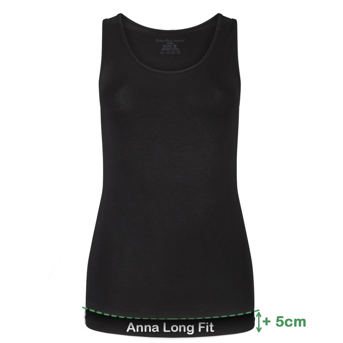 Long Fit Singlets Anna (2-pack) - Zwart L