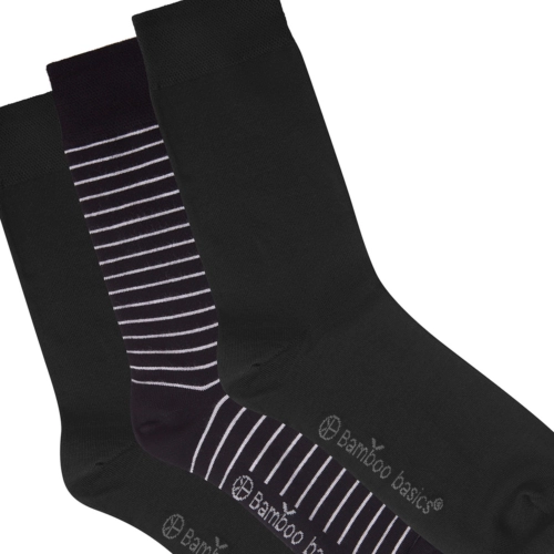 Sokken Beau (3-pack) – Zwart breed gestreept