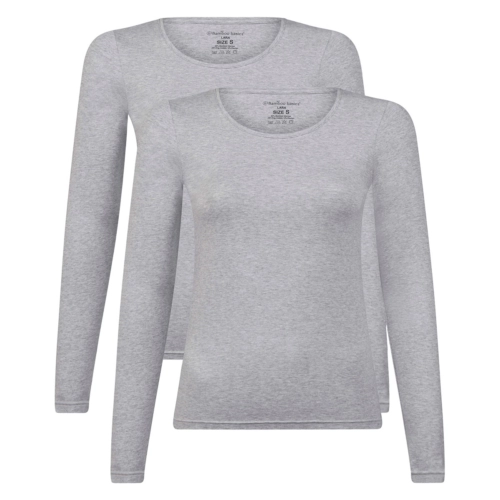 T-shirts lange mouw Lara (2-pack) – Light Grey Melange