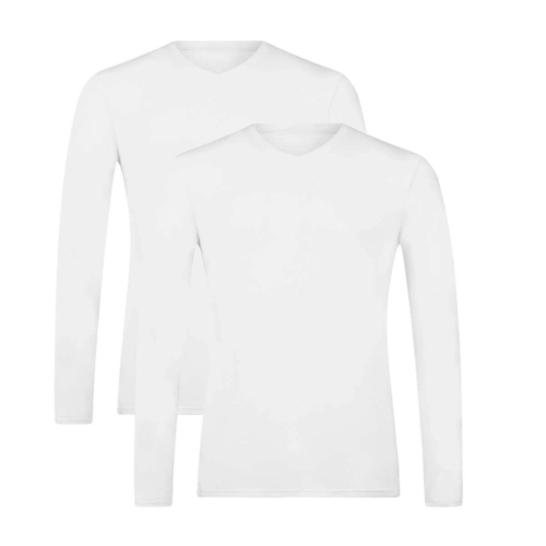 Lange Mouw T-Shirts Vick V-hals (2-pack) – Wit