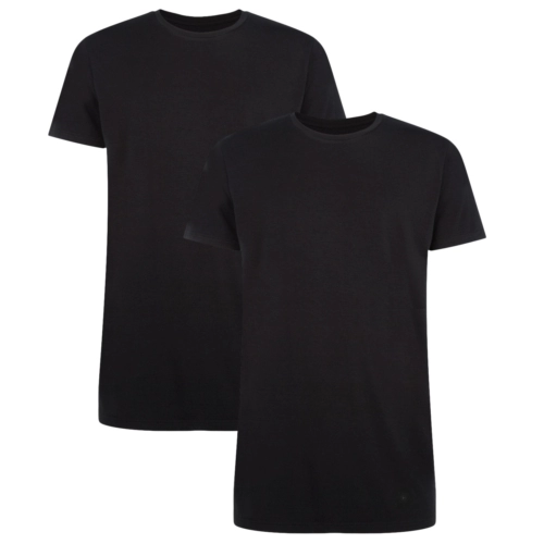 Long Fit T-Shirts Ruben ronde hals (2-pack) –  Zwart