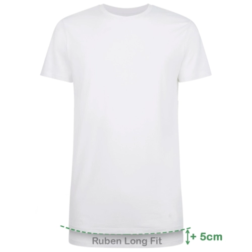 Long Fit T-Shirts Ruben ronde hals (2-pack) – Wit