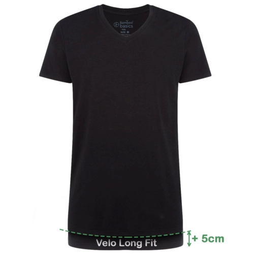 Long Fit T-Shirts Velo V-hals (2-pack) –  Zwart