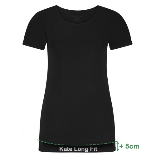 Long Fit T-shirts Kate (2-pack) – Zwart
