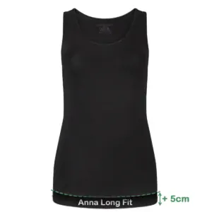 Long Fit Singlets Anna (2-pack) - Zwart