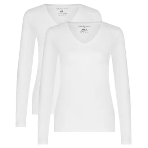 T-shirts lange mouw Liv V-hals (2-pack) – Wit