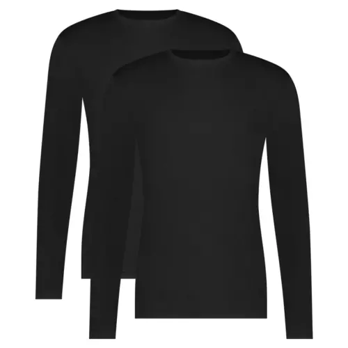 T-shirts lange mouw Ralph ronde hals (2-pack) – Zwart